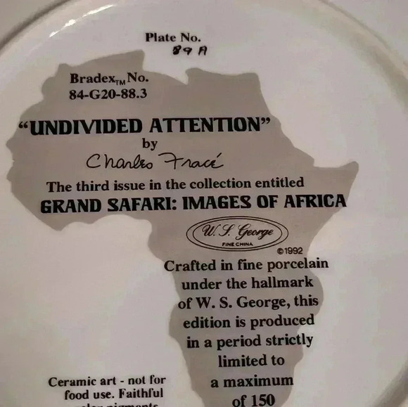 Zebra Undivided attention plate by  Charles France EUC - Picture 6 of 6